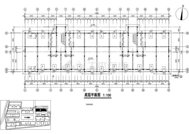 荆门市某小区3200平米6层砖混结构住宅楼建筑设计CAD图纸（带车库层）-图二