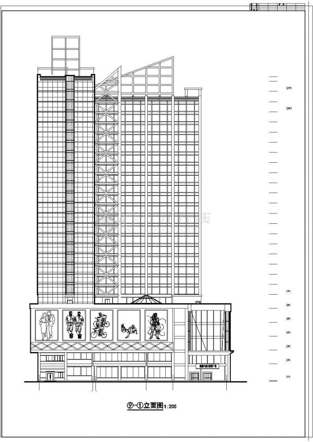 某二十五层高层综合商业建筑施工CAD图纸-图一