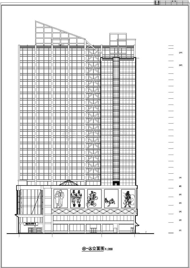 某二十五层高层综合商业建筑施工CAD图纸-图二