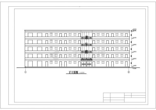 济南市智朗中学2200平米5层框架结构教学楼建筑设计CAD图纸-图二