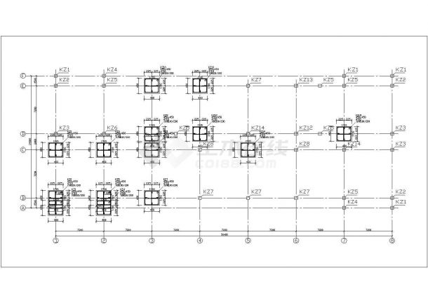 天津市某大型国有单位五层框架结构办公楼结构设计CAD图纸-图二