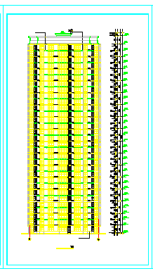 某小区高层住宅楼立剖面cad设计图-图二