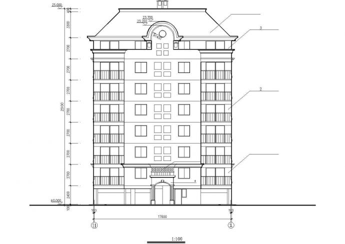 成都某小区6层框混结构住宅楼建筑设计CAD图纸（含架空层/第6层为复式）_图1