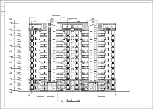 嘉兴市信诚嘉园小区6000平米11层剪力墙结构住宅楼建筑设计CAD图纸-图二