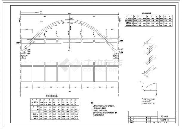 某五跨连续预应力混凝土中承式单肋钢管砼无推力拱CAD节点构造图-图一