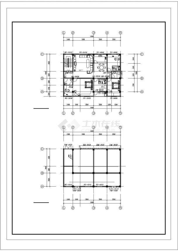 太原市魅力之城小区6层砖混结构住宅楼平面设计CAD图纸（5套方案）-图二