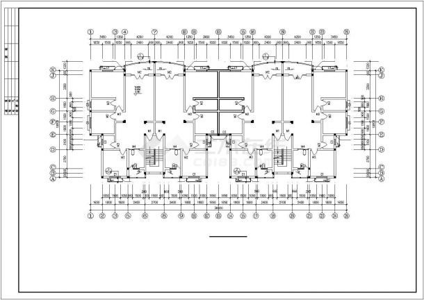 兰州城宇花园小区3100平6层砖混结构住宅楼建筑设计CAD图纸（含阁楼）-图一