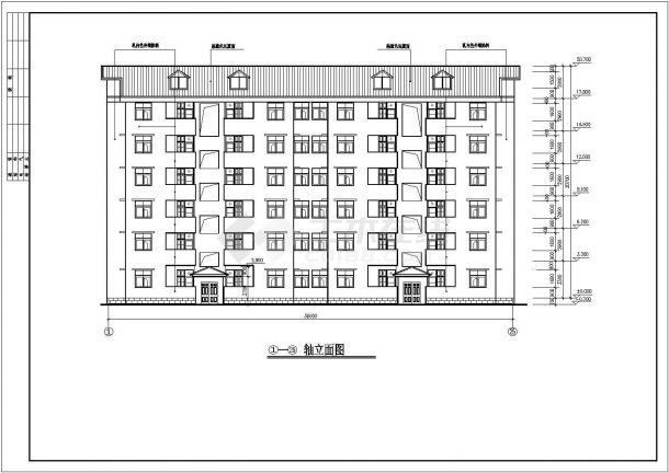 兰州城宇花园小区3100平6层砖混结构住宅楼建筑设计CAD图纸（含阁楼）-图二