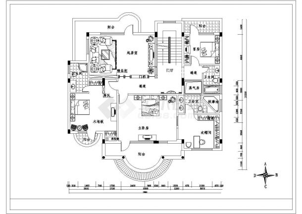 上海豪华别墅整套建筑CAD图-图二