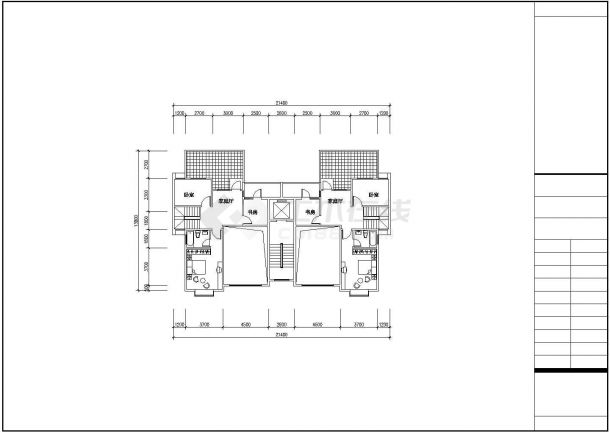 经典实用的1梯2户型住宅楼的标准层平面设计CAD图纸（共45张）-图一