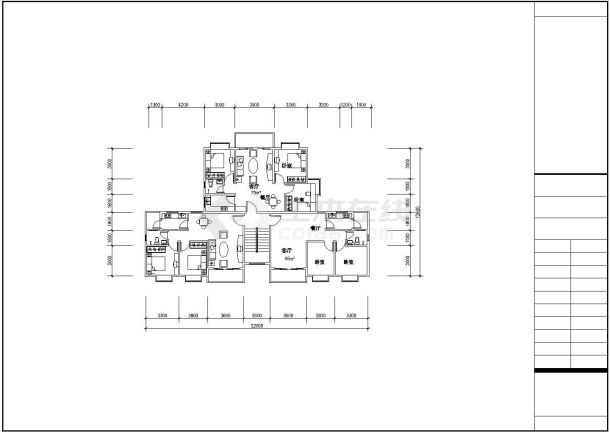 经典实用的1梯2户型住宅楼的标准层平面设计CAD图纸（共45张）-图二