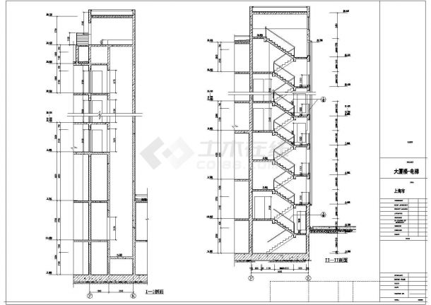 某高层大厦楼梯电梯设计cad全套施工图（大院设计）-图一