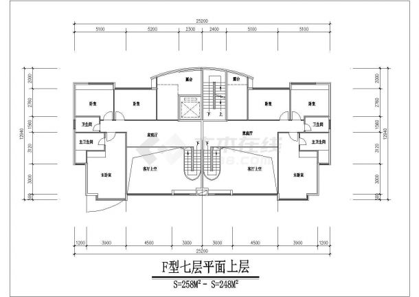 桂林市晨訫嘉园小区7层混合结构住宅楼平面设计CAD图纸（1梯2户）-图一
