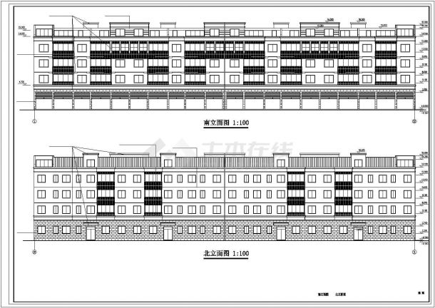 杭州市紫岚花园小区4层砖混结构住宅楼建筑设计CAD图纸（含阁楼）-图一
