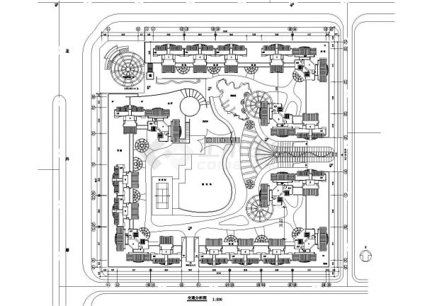 无锡市某现代化小区总平面规划设计CAD图纸（含交通分析图/占地6.9万平米）-图二
