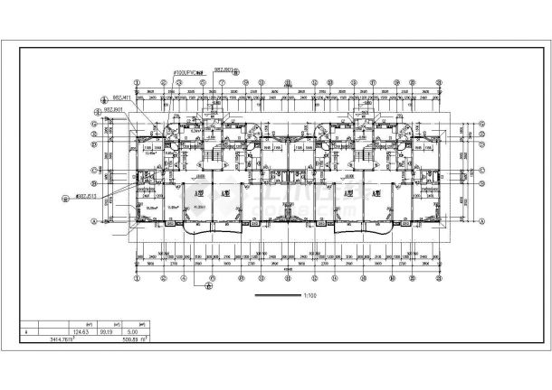 西安市南馨佳苑小区3400平米7层砖混结构住宅楼建筑设计CAD图纸-图一