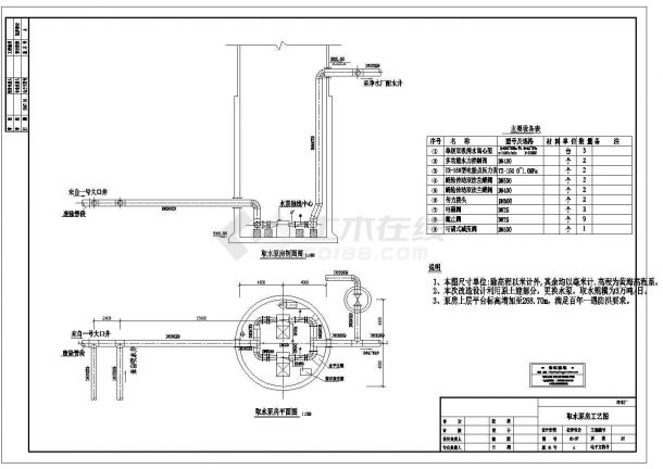 【安徽】某水厂工艺工程全套设计施工CAD图纸-图二