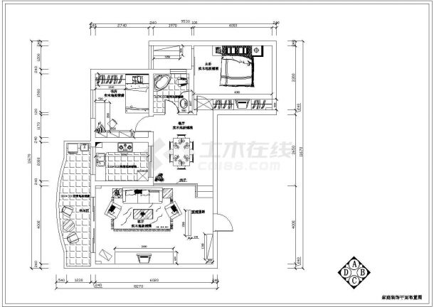 两室两厅住宅装修设计施工CAD图-图二
