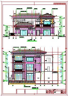 [江苏]某二层一进院中式风格别墅建筑cad设计图-图一