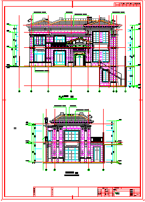 [江苏]某二层一进院中式风格别墅建筑cad设计图-图二