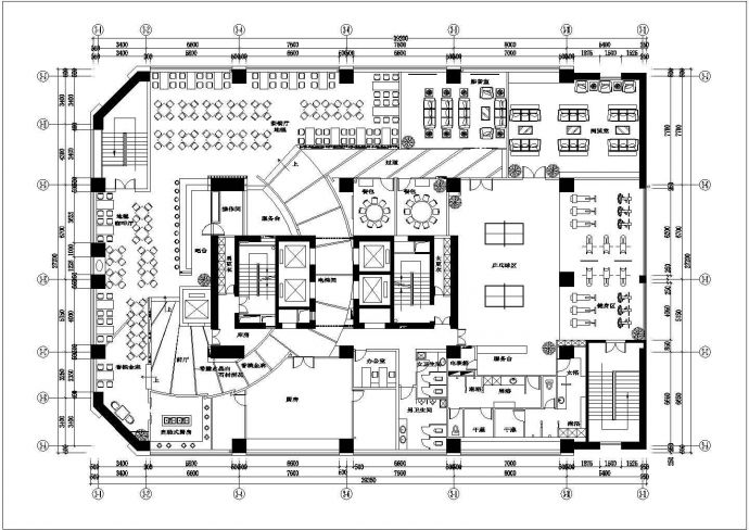 北京市后海商业街某高档商务会所平面装修装饰设计CAD图纸（2张）_图1