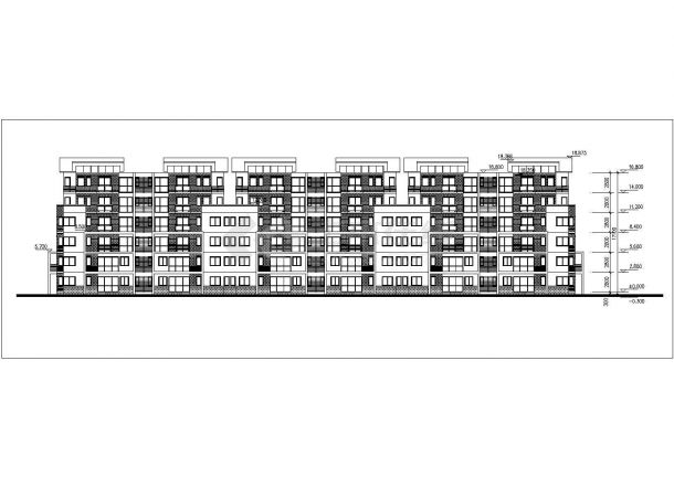 汉中市鑫玲花园小区6层砖混结构联排住宅楼建筑设计CAD图纸-图一
