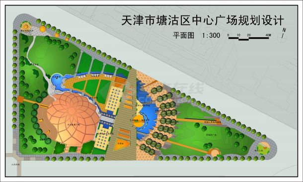 天津塘沽区中心广场规划设计平面图-图一