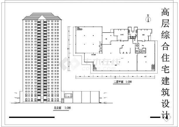 某2万平方米高层住宅设计方案CAD图纸-图二