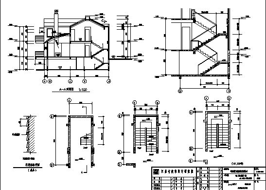 某坡屋顶别墅住宅楼建筑设计施工cad图纸_图1