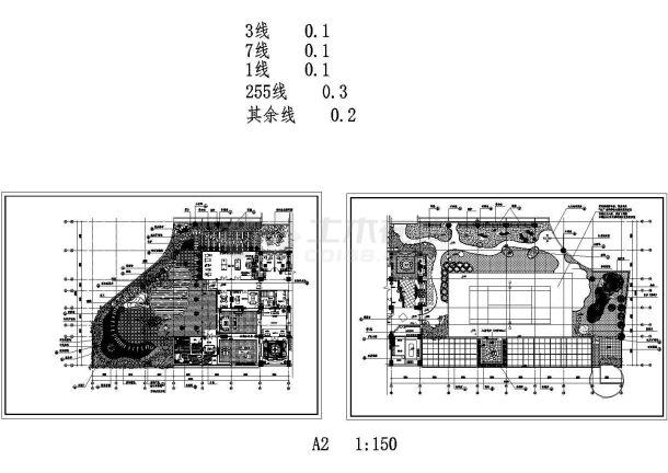 某办公楼屋顶花园环境工程设计CAD图纸-图二