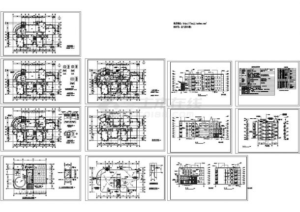 五层幼儿园教学楼设计建筑施工cad图（含地下一层，共十二张）-图一