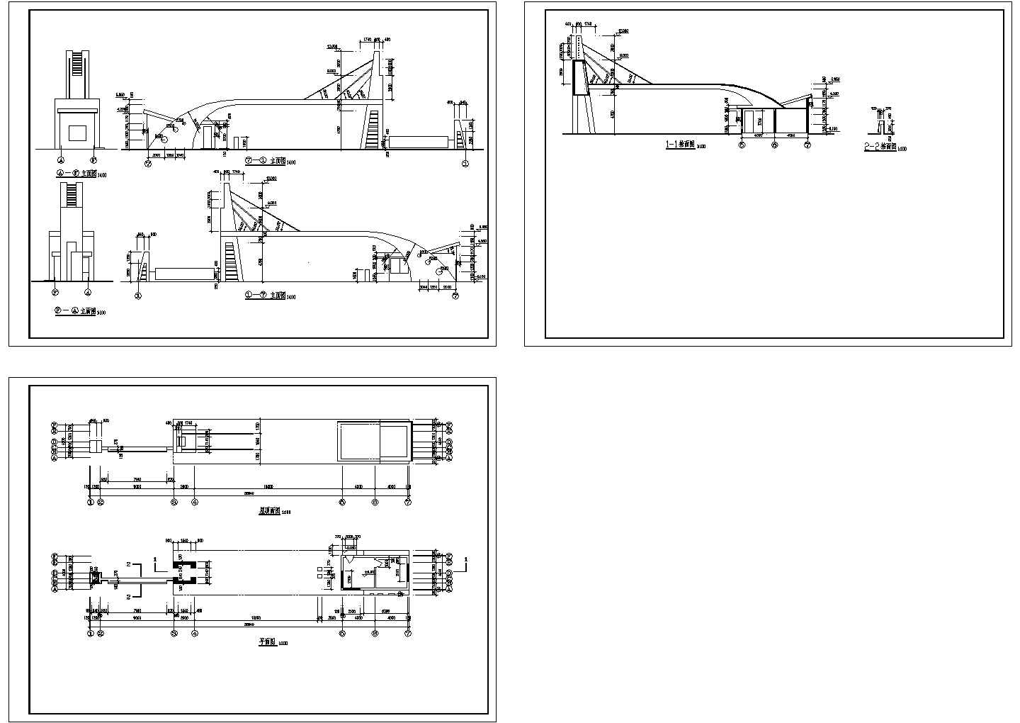 某大门门卫室建筑设计施工CAD图纸