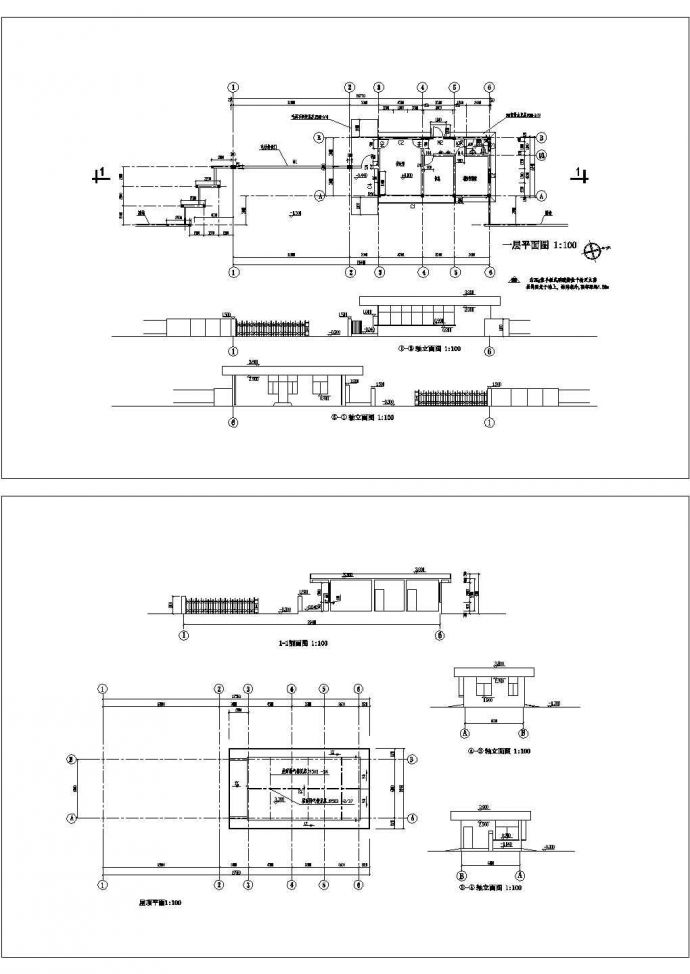 南京某公司传达室大门建筑设计CAD图纸_图1