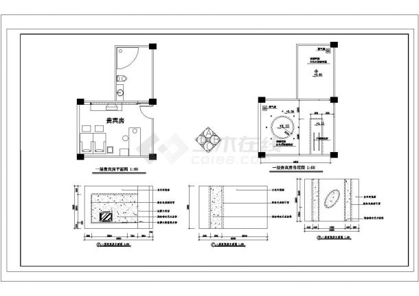 某酒店平面布置图贵宾房CAD详细节点室内图纸-图一