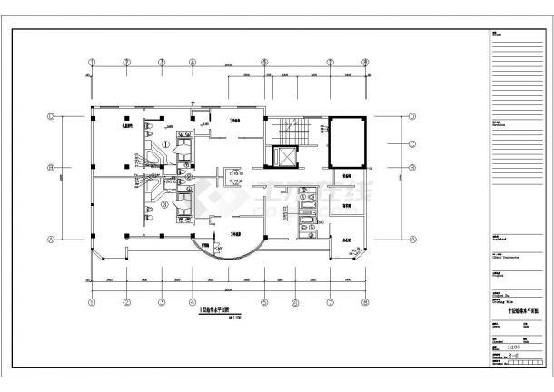 某酒店室内装饰工程设计10层给排水CAD完整节点构造平面图-图一