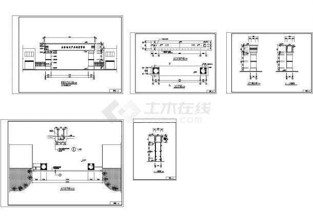 五金机电产品批发市场大门建筑施工CAD图纸-图一