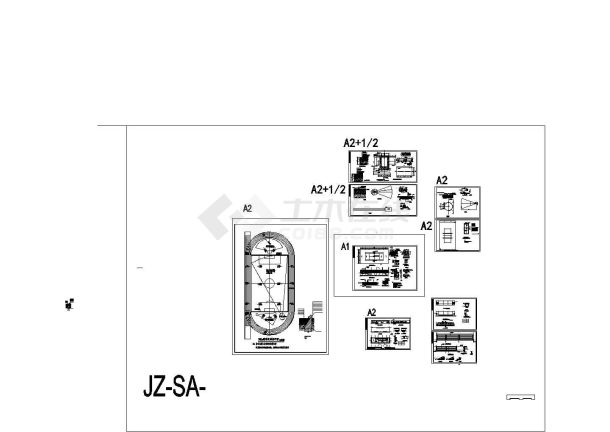 体育场地塑胶跑道施工设计cad图，共7张-图一