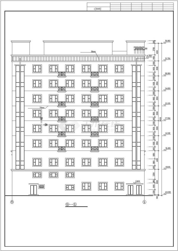 某多层框架结构酒店设计cad全套建筑施工图纸（标注详细，15图）-图二