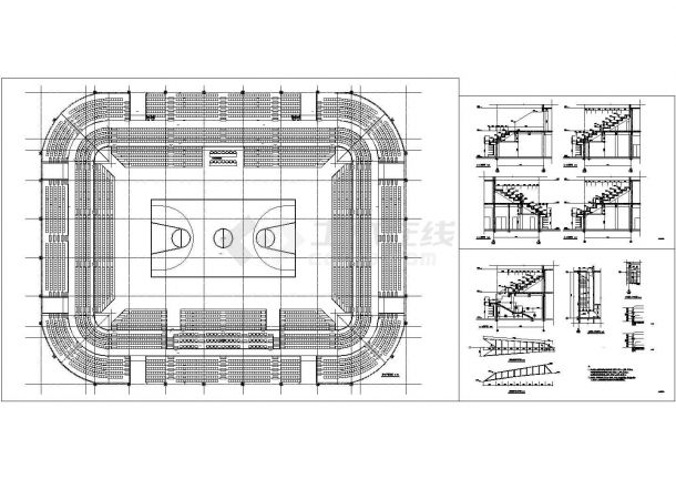 某地大型框架结构体育馆建筑设计施工CAD图-图一