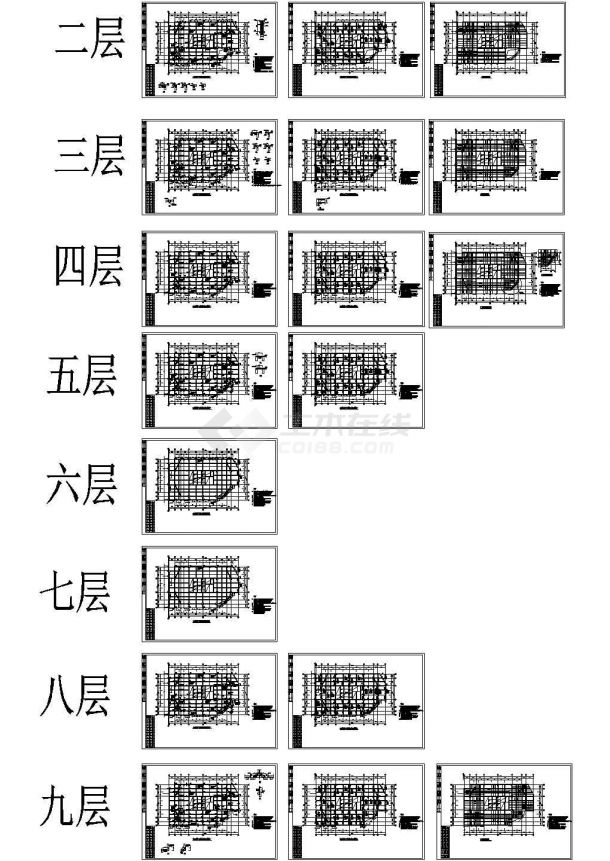上海某28层综合楼结构设计CAD图-图二