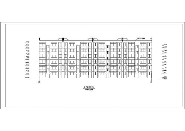 3406平方米六层砖混住宅楼建筑设计cad图-图二