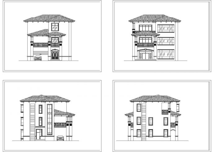 某三层别墅立面设计CAD图纸方案_图1