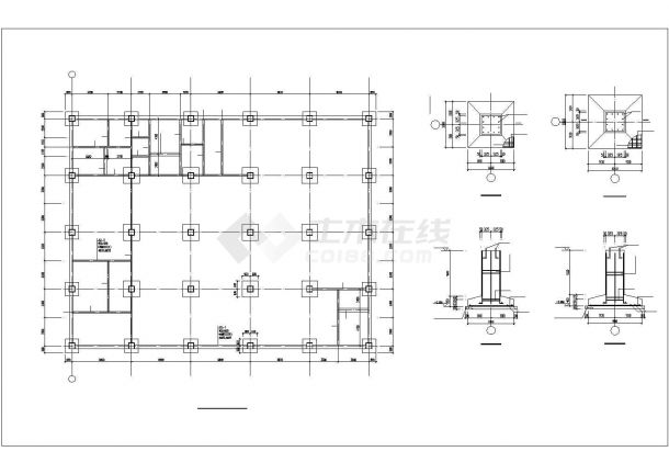 济南市人民路某3层钢框架结构购物商场全套结构设计CAD图纸-图二