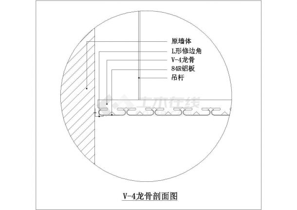 某顶棚CAD平立剖施工大样图纸-图一