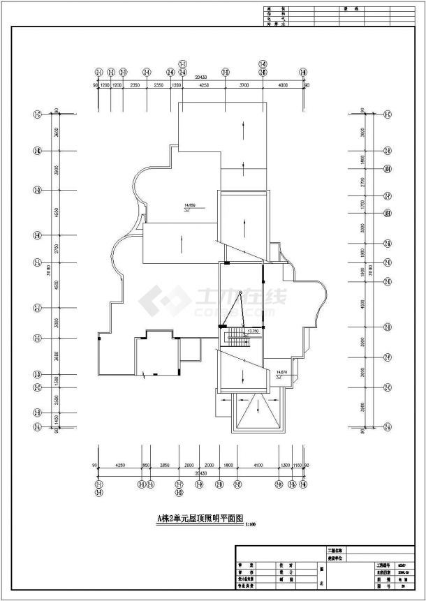 某单元多层住宅楼电气设计cad图纸（二类住宅，三级负荷）-图一