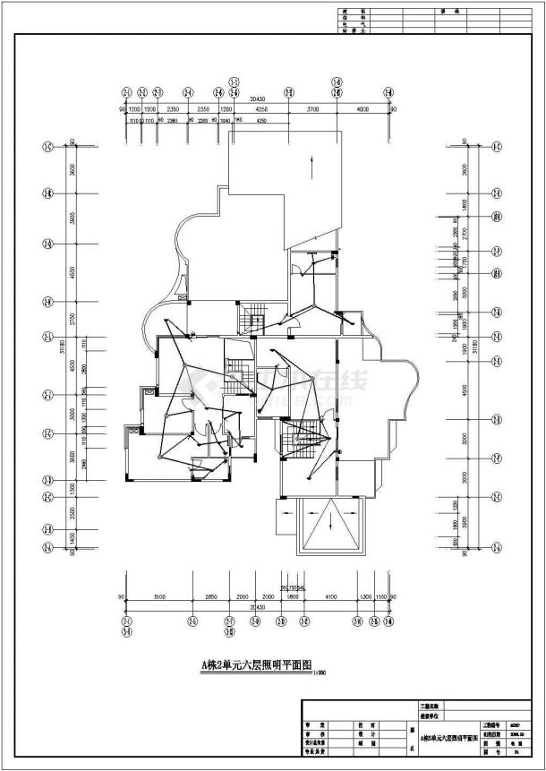 某单元多层住宅楼电气设计cad图纸（二类住宅，三级负荷）-图二