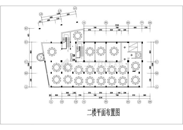 某多层餐厅室内装修设计cad全套施工图纸（标注详细）-图二