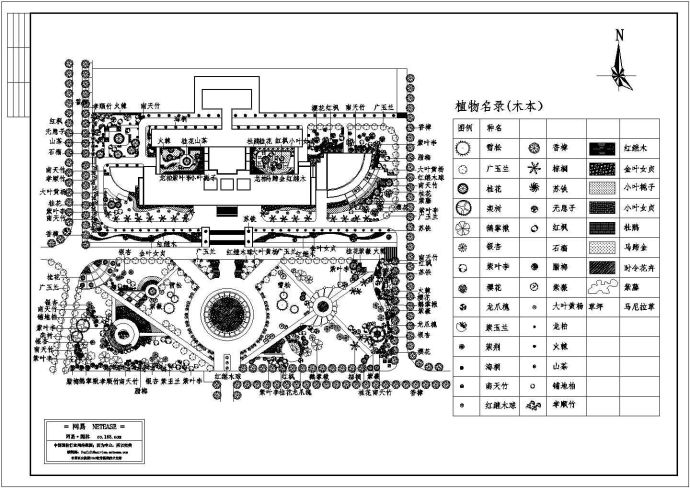 校园图书馆绿化平面图_图1