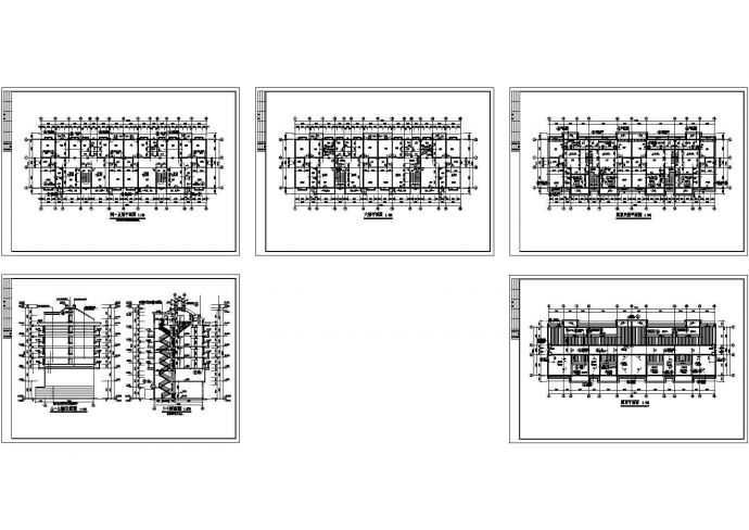 六层住宅建筑施工cad图(含平立剖图，共五张)_图1
