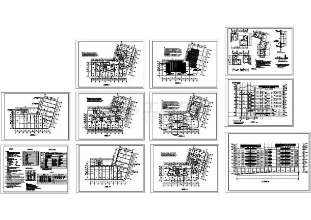 某六层荣泰春天小区住宅楼建筑施工cad图，共十一张-图一